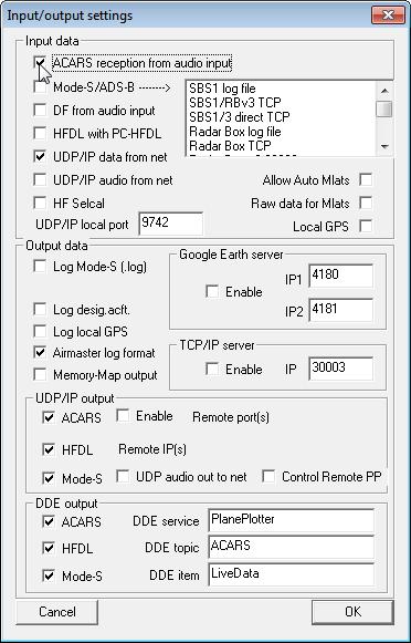 PlanePlotter Settings