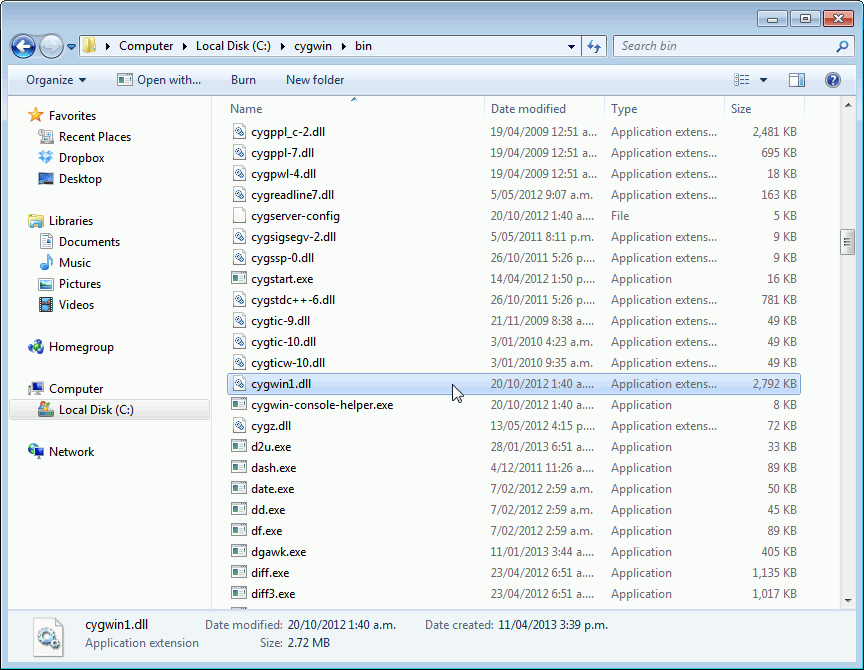 Find the cygwin1.dll file