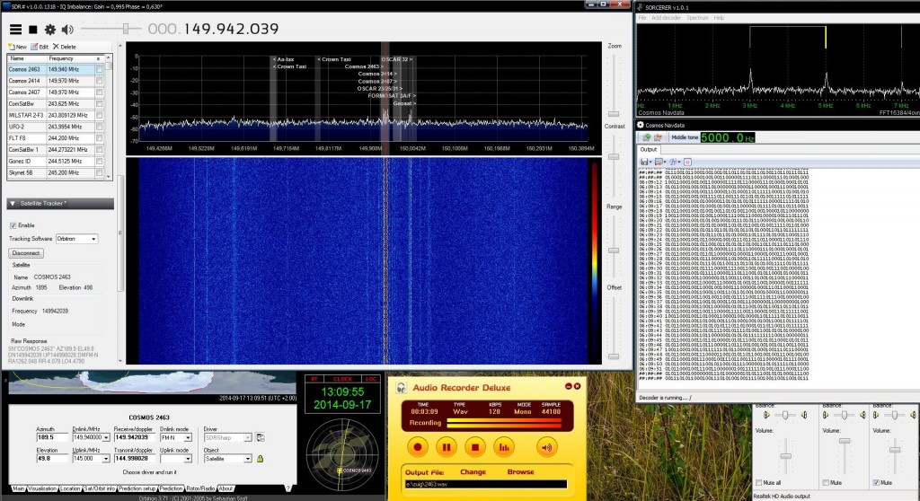 SDR# with Orbitron for Doppler Correction and Sorcerer for Decoding Cosmos
