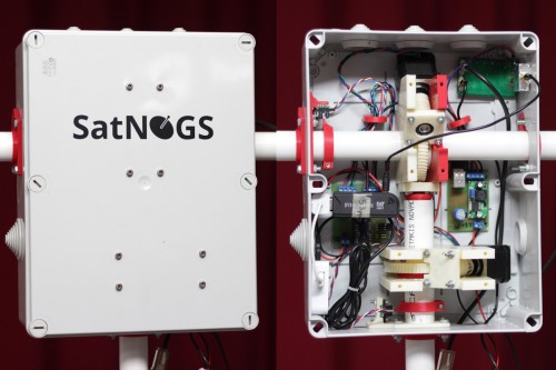 SatNOGS Hardware with RTL-SDR Dongle Visible