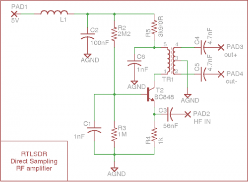 Direct sampling mod with amplifier circuit schematic by pskato.