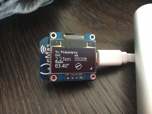 ESP8266 + OLED screen displaying ADS-B data.