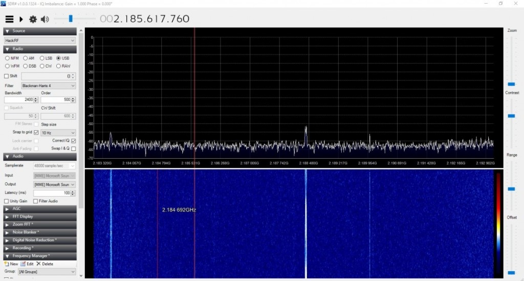 Seeing some S-Band carriers with the HackRF