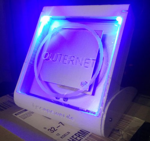 The 3D printed Outernet  enclosure.